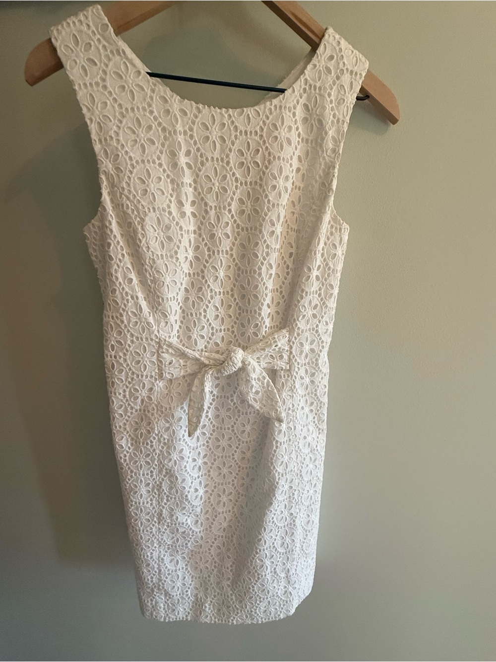Lilly Pulitzer White Floral Eyelet Tie Waist Dress Size 2